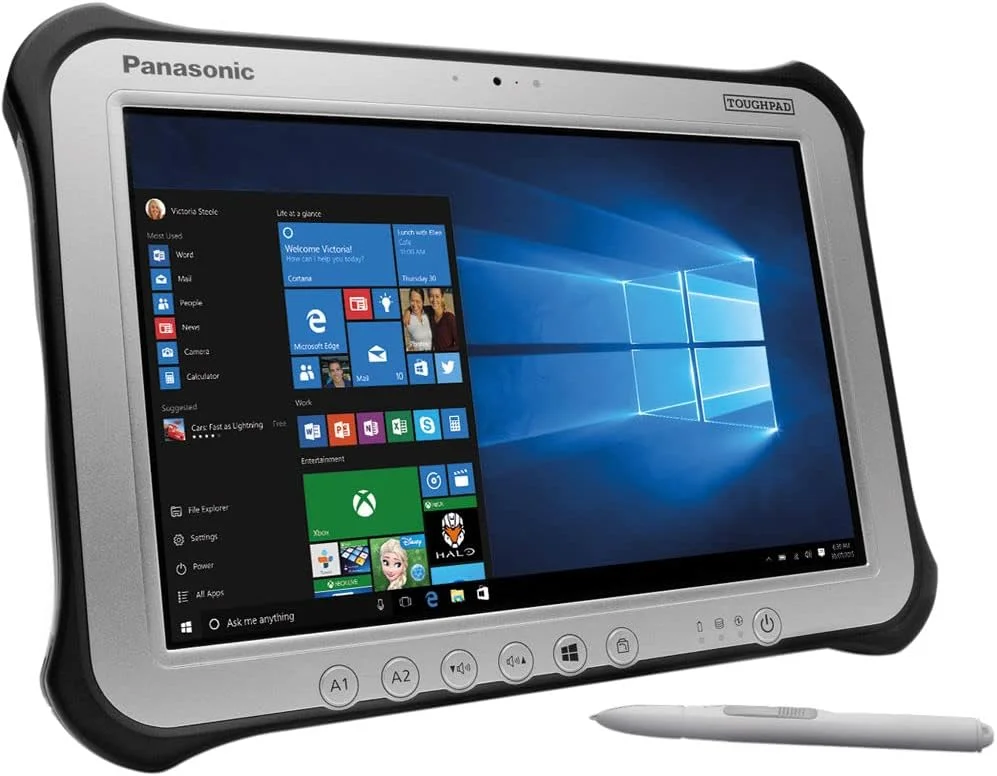 پاناسونیک Toughpad G1, FZ-G1 MK4، پردازنده Intel Core i5-6300U با فرکانس 2.40GHz، صفحه نمایش لمسی 10.1 اینچی + Digitizer، حافظه SSD 256 گیگابایتی، 8 گیگابایت رم، وب کم، دوربین پشتی، TPM 2.0، باتری با عمر طولانی، ویندوز 10 پرو (بازسازی شده)
