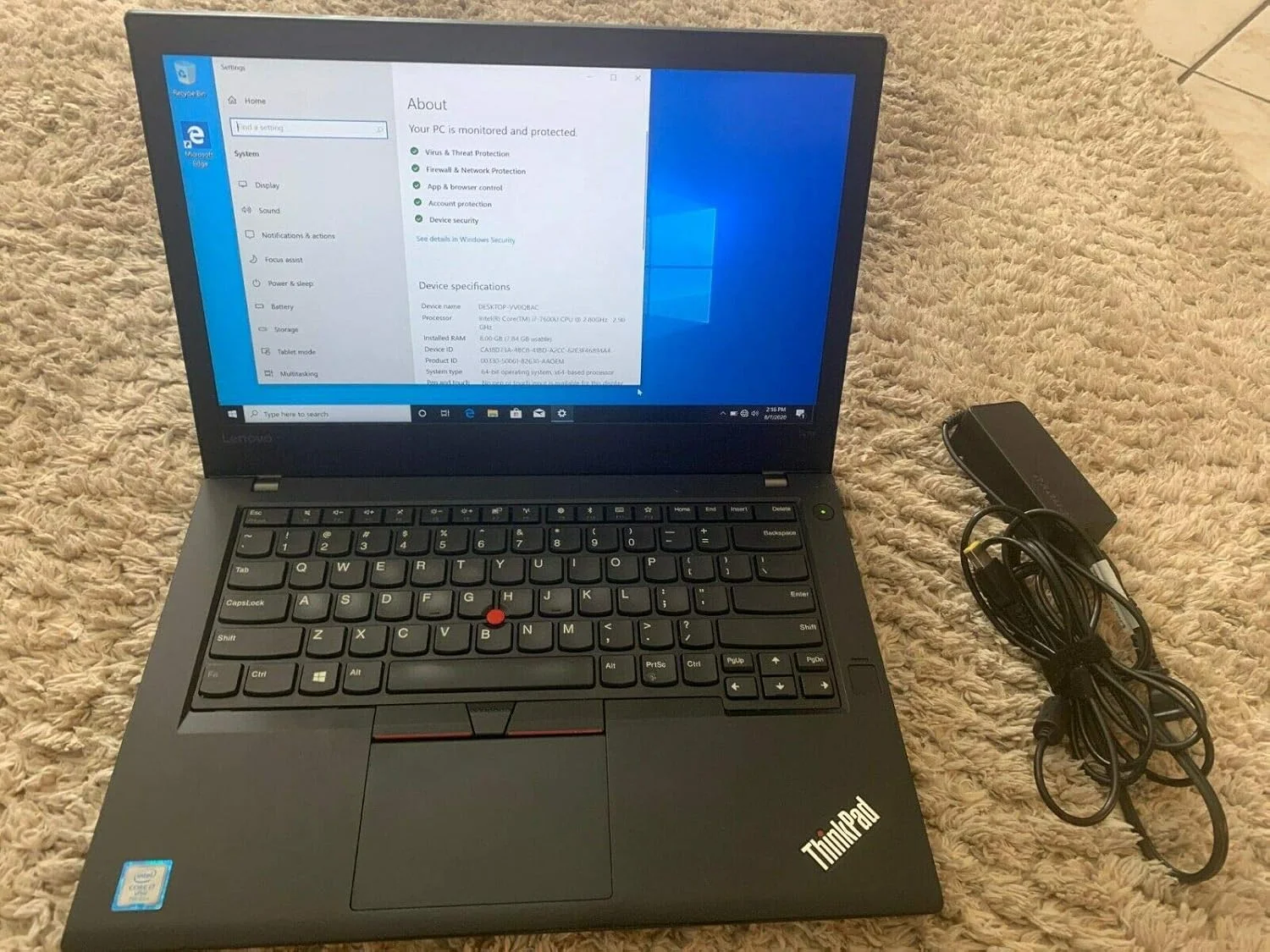 لپ تاپ لنوو ThinkPad T470 (بازسازی شده) (20JM-S0Q000) اینتل i5-6300U، رم 8 گیگابایتی، SSD 256 گیگابایتی، 14 اینچ FHD 1920 x 1080، ویندوز 10 پرو، وب کم 720p، آداپتور AC 65 واتی (نوسازی شده)