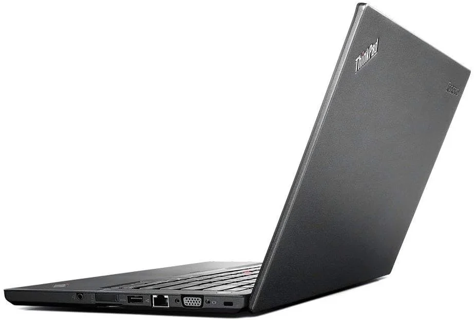 لپ تاپ لنوو ThinkPad T450J5 (بازسازی شده) با صفحه نمایش 14 اینچی، پردازنده i5-4300U، رم 8 گیگابایت، حافظه SSD 256 گیگابایت، وای فای، وب کم، USB 3.0، و ویندوز 10 پروفشنال 64 بیتی، مشکی