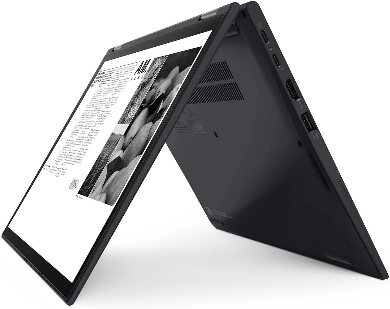 لپ تاپ 2 در 1 لنوو ThinkPad X13 Yoga (بازسازی شده) با صفحه نمایش لمسی 13.3 اینچی، پردازنده Intel Core i5-1185G7 vPro، رم 8 گیگابایتی، SSD 256 گیگابایتی، پهنای باند موبایل 4G LTE، قلم دیجیتال و Windows 11 Pro