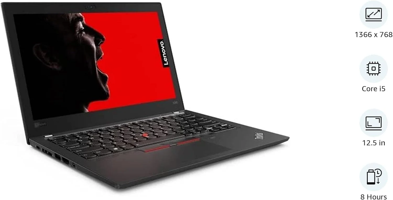 لپ تاپ تجاری لنوو ThinkPad X280 (بازسازی شده) | پردازنده Intel Core i5 نسل هشتم | 8 گیگابایت رم DDR4 | 256 گیگابایت SSD | صفحه نمایش 12.5 اینچی | ویندوز 10 پرو