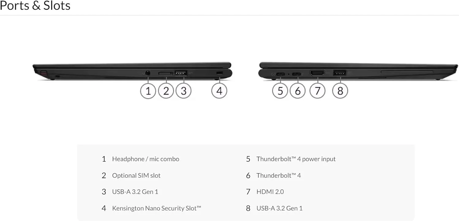 لپ تاپ 2 در 1 لنوو ThinkPad X13 Yoga (بازسازی شده) با صفحه نمایش لمسی 13.3 اینچی، پردازنده Intel Core i5-1185G7 vPro، رم 8 گیگابایتی، SSD 256 گیگابایتی، پهنای باند موبایل 4G LTE، قلم دیجیتال و Windows 11 Pro