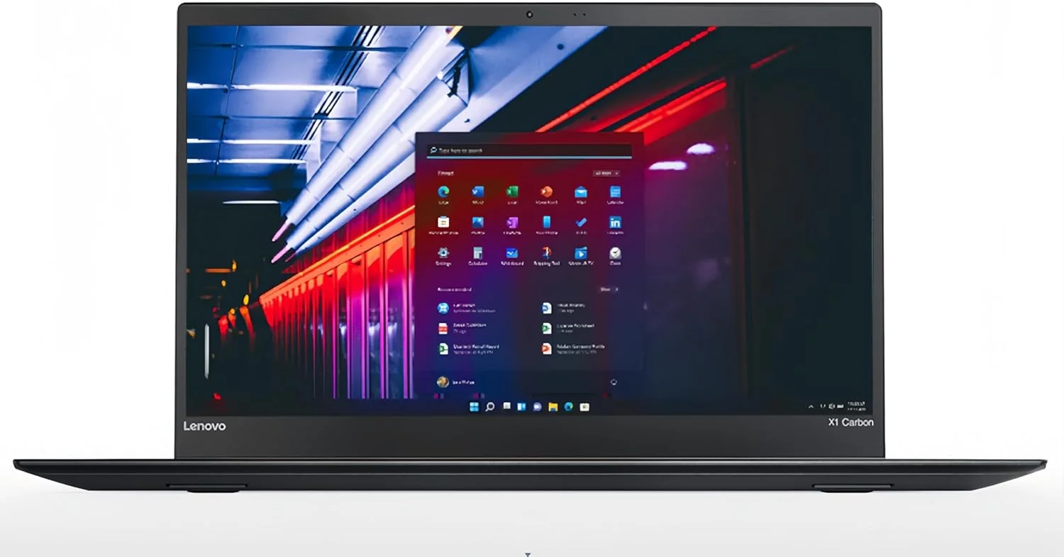 لپ تاپ 14 اینچی FHD لنوو ThinkPad X1 Carbon نسل 5 (بازسازی شده)، پردازنده Intel Core i7-7600U 2.8GHz تا 3.9GHz، رم 16 گیگابایتی، SSD 512 گیگابایتی، وب کم Windows 10 Pro