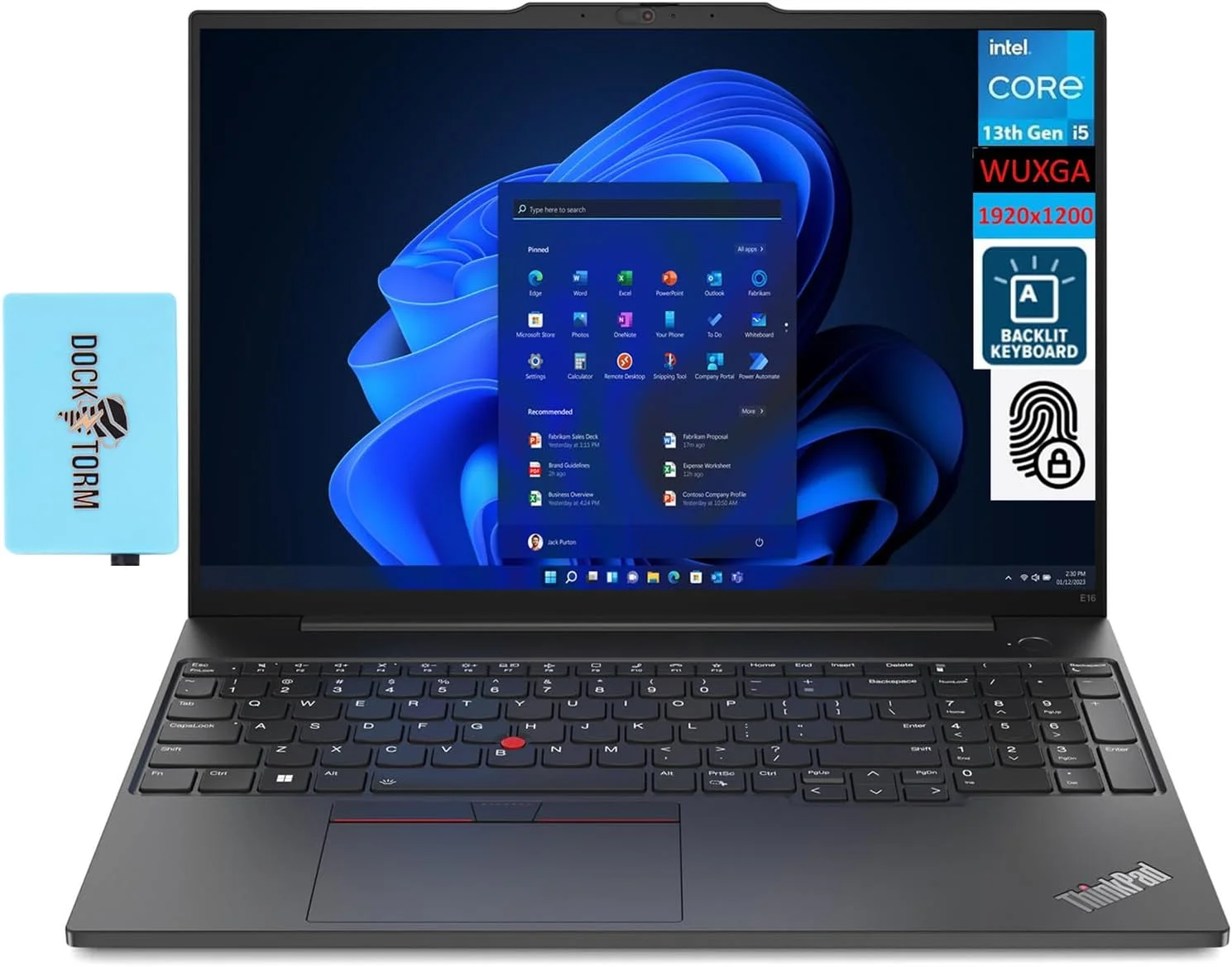 لپ تاپ تجاری لنوو ThinkPad E16 Gen 1، صفحه نمایش 16.0 اینچی IPS WUXGA (پردازنده Intel i5-1335U 10 هسته ای، 24 گیگابایت رم، 512 گیگابایت PCIe SSD، کیبورد با نور پس زمینه، حسگر اثر انگشت، Thunderbolt 4، WiFi 6، ویندوز 11 پرو)