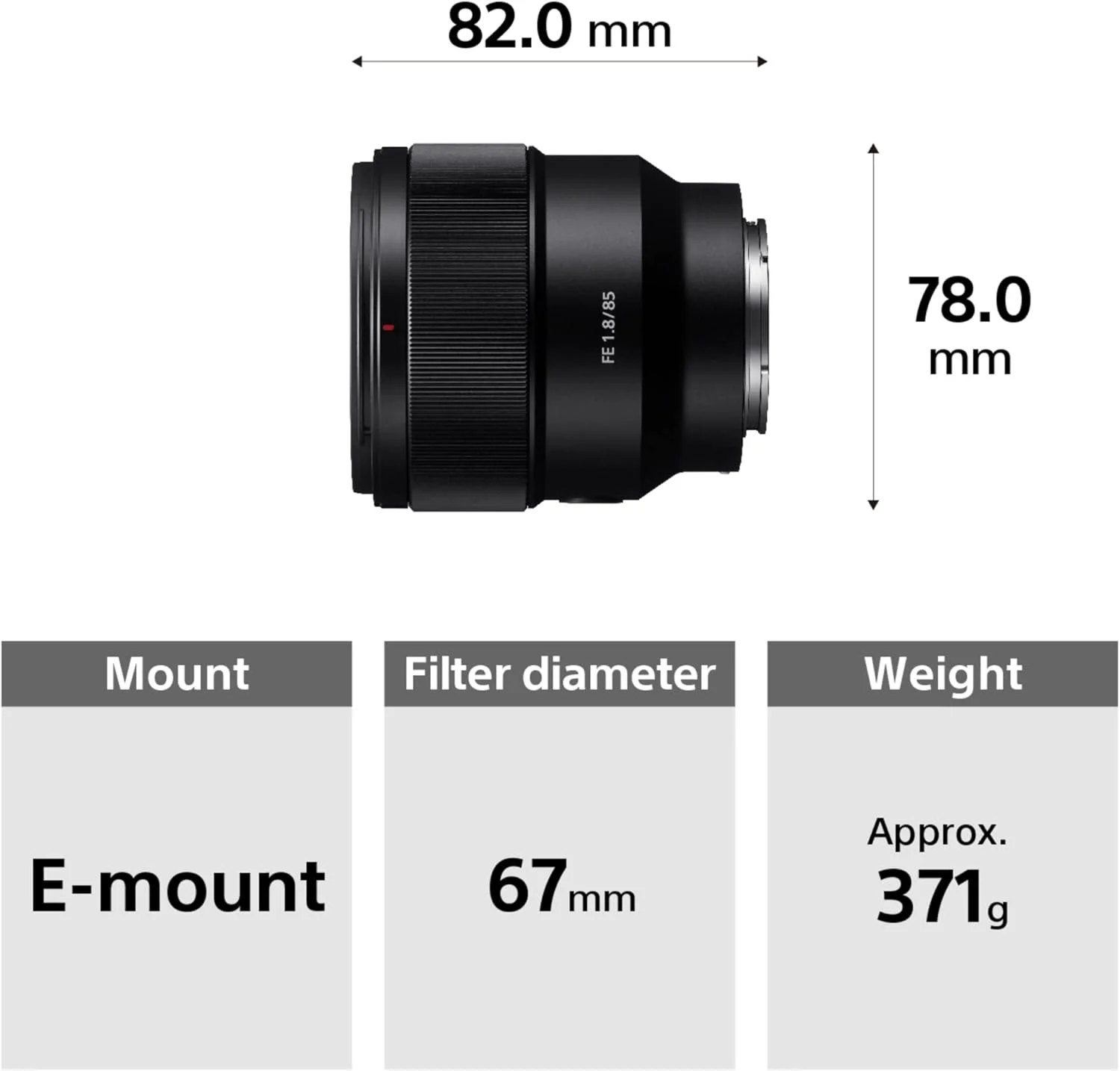 لنز دوربین سونی SEL85F18 85mm F/1.8-22 مدیوم-تله فوتو ثابت پرایم، مشکی