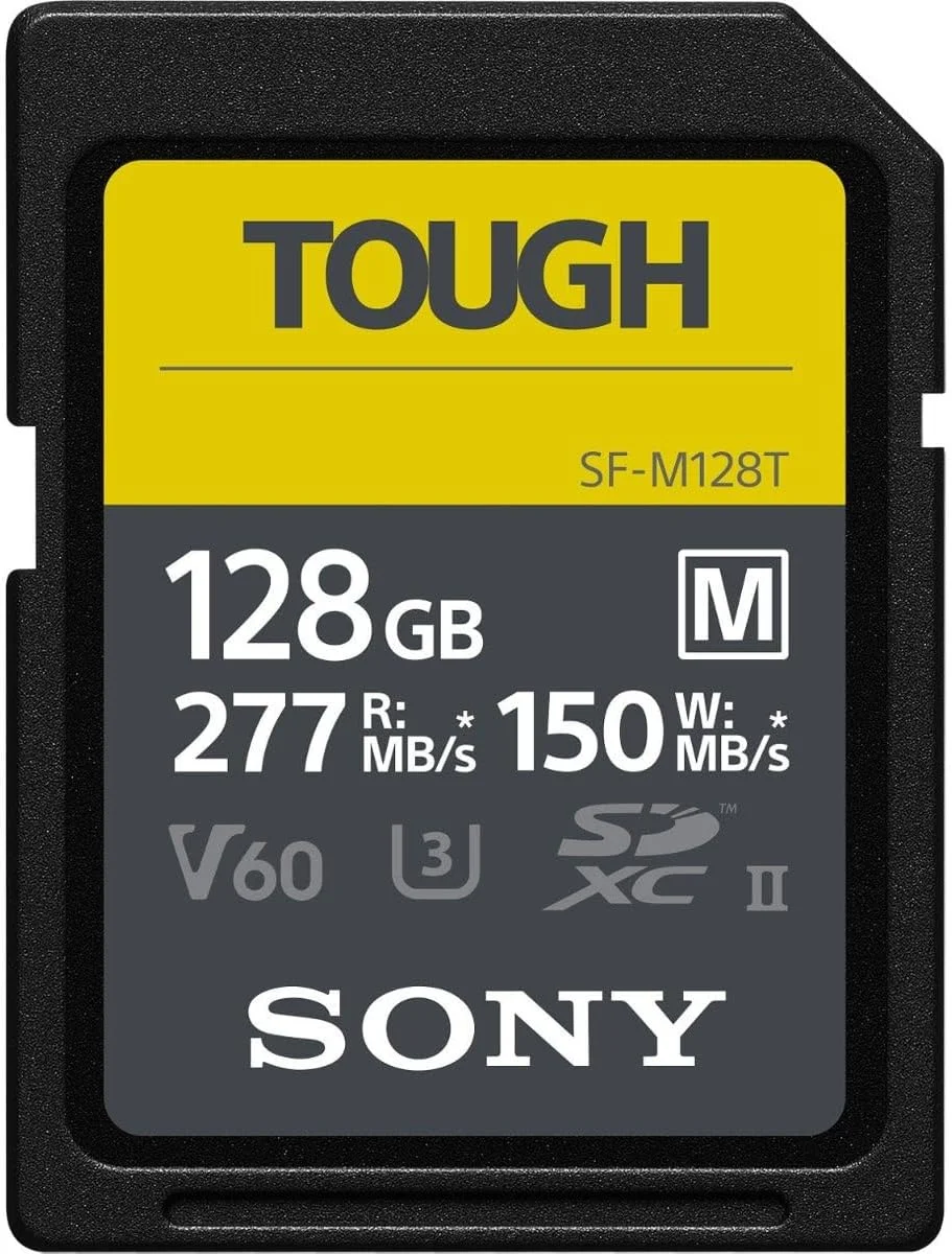 کارت حافظه SDXC UHS-II سری TOUGH-M سونی 128 گیگابایت، V60، CL10، U3، حداکثر سرعت خواندن 277 مگابایت بر ثانیه، نوشتن 150 مگابایت بر ثانیه (SF-M128T/T1)