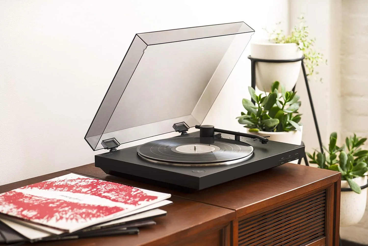صفحه گرامافون کمربندی سونی PS-LX310BT: پخش کننده صفحه وینیل بی سیم کاملا اتوماتیک با بلوتوث و خروجی USB - مشکی