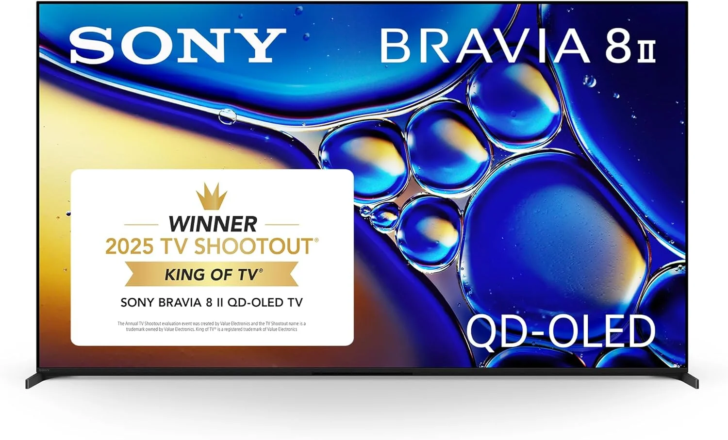 تلویزیون 65 اینچ سونی BRAVIA 8 II، QD OLED، تلویزیون هوشمند 4K Google، پردازنده XR با فناوری هوش مصنوعی، طراحی فوق العاده باریک، تلویزیون 120 هرتز، Dolby Vision/Atmos، ویژگی های انحصاری برای PS5، مدل K-65XR80M2، مدل 2025