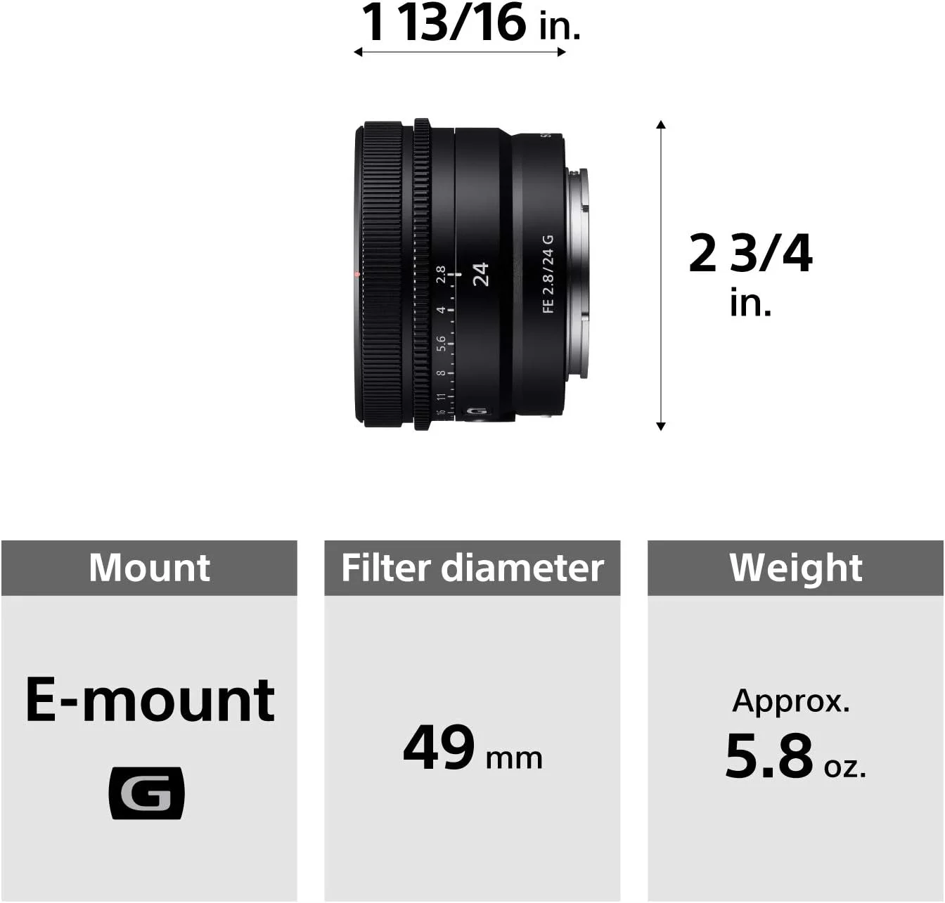 لنز سونی FE 24mm F2.8 G فول فریم فوق فشرده