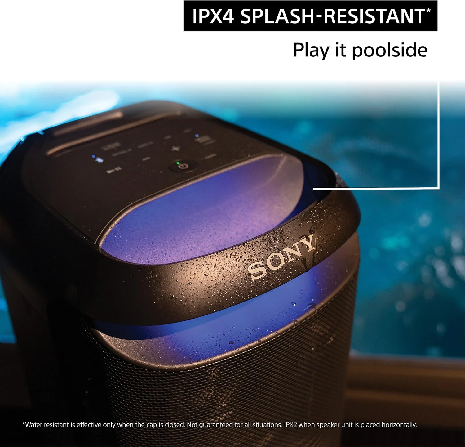 اسپیکر مهمانی کارائوکه بلوتوثی قابل حمل بی سیم سری X سونی SRS-XV800 با مقاومت در برابر پاشش آب IPX4، باتری 25 ساعته، دسته و چرخ های داخلی، صدای همه جهته و نورهای محیطی