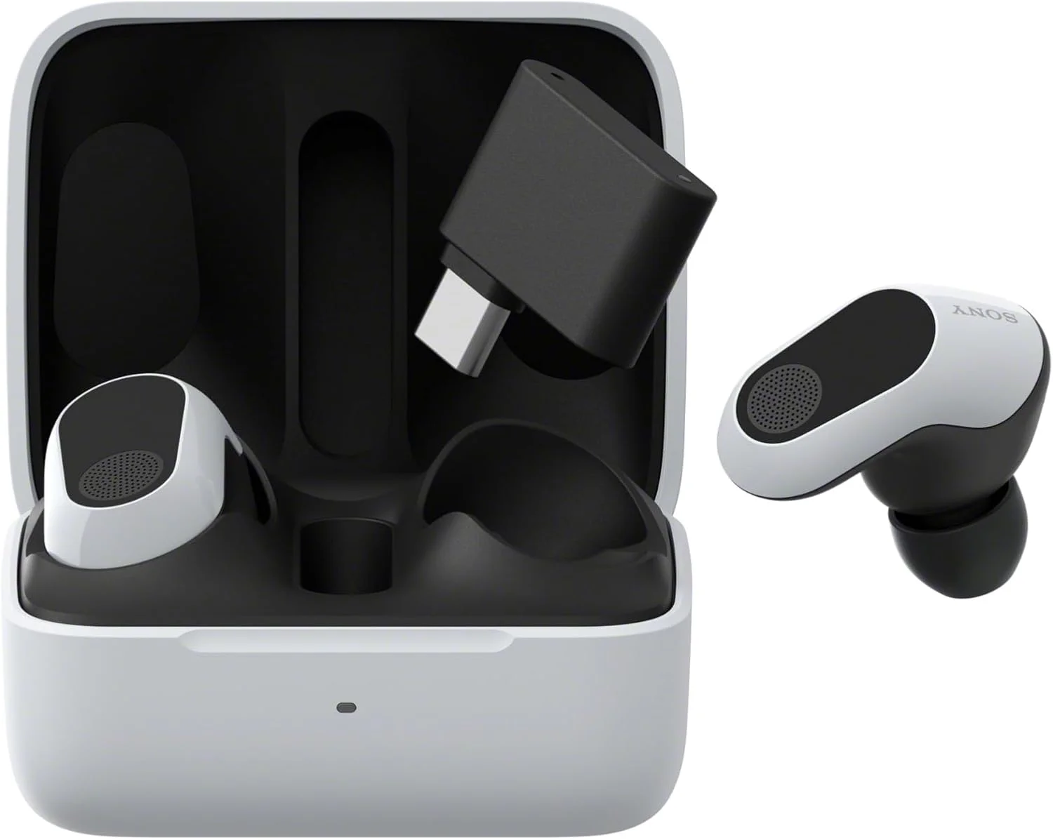 هدفون بی سیم گیمینگ Sony INZONE Buds، ایده آل برای PlayStation® 5، برای PC/PS5/Switch/Mobile، باتری 48 ساعته با کیس، حذف نویز، صدای فضایی 360، دانگل USB-C 2.4 گیگاهرتز، WF-G700N سفید