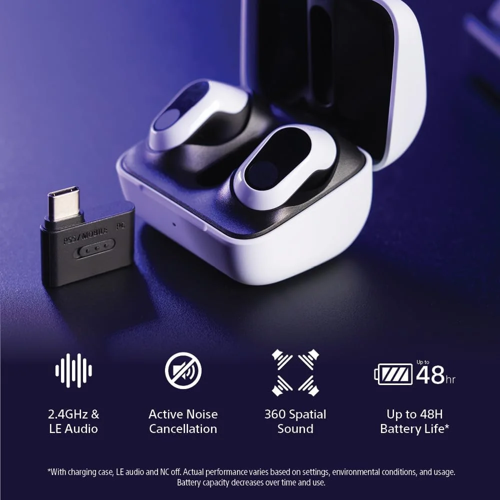 هدفون بی سیم گیمینگ Sony INZONE Buds، ایده آل برای PlayStation® 5، برای PC/PS5/Switch/Mobile، باتری 48 ساعته با کیس، حذف نویز، صدای فضایی 360، دانگل USB-C 2.4 گیگاهرتز، WF-G700N سفید هدفون بی سیم گیمینگ Sony INZONE Buds، ایده آل برای PlayStation® 5، برای PC/PS5/Switch/Mobile، باتری 48 ساعته با کیس، حذف نویز، صدای فضایی 360، دانگل USB-C 2.4 گیگاهرتز، WF-G700N سفید