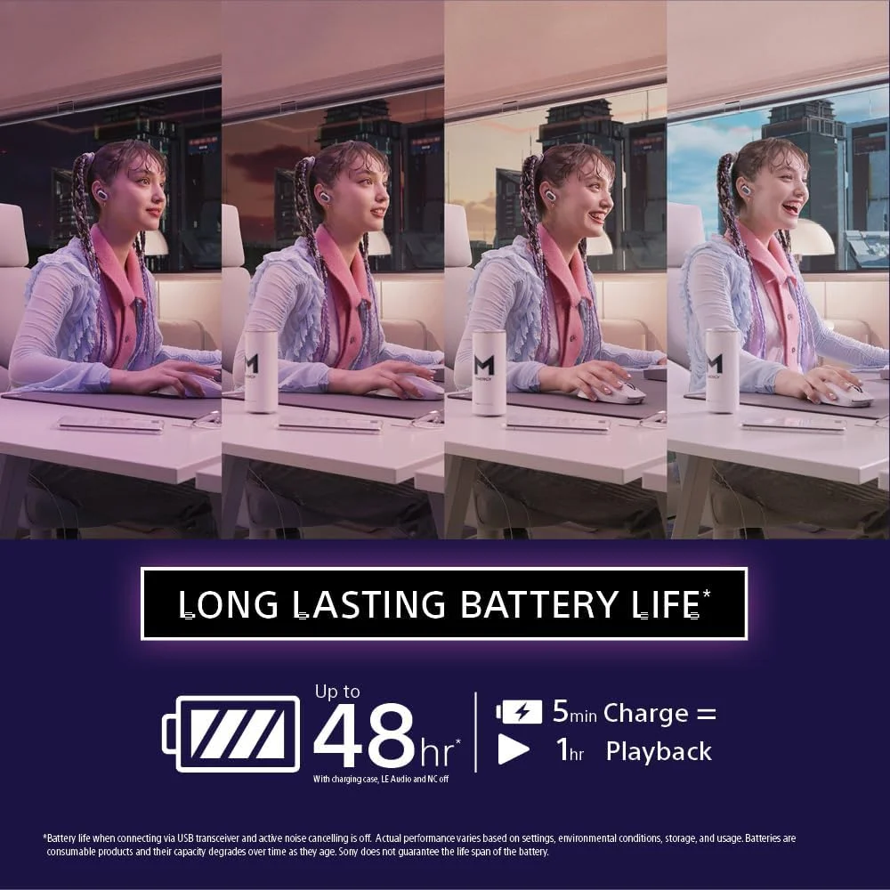 هدفون بی سیم گیمینگ Sony INZONE Buds، ایده آل برای PlayStation® 5، برای PC/PS5/Switch/Mobile، باتری 48 ساعته با کیس، حذف نویز، صدای فضایی 360، دانگل USB-C 2.4 گیگاهرتز، WF-G700N سفید هدفون بی سیم گیمینگ Sony INZONE Buds، ایده آل برای PlayStation® 5، برای PC/PS5/Switch/Mobile، باتری 48 ساعته با کیس، حذف نویز، صدای فضایی 360، دانگل USB-C 2.4 گیگاهرتز، WF-G700N سفید
