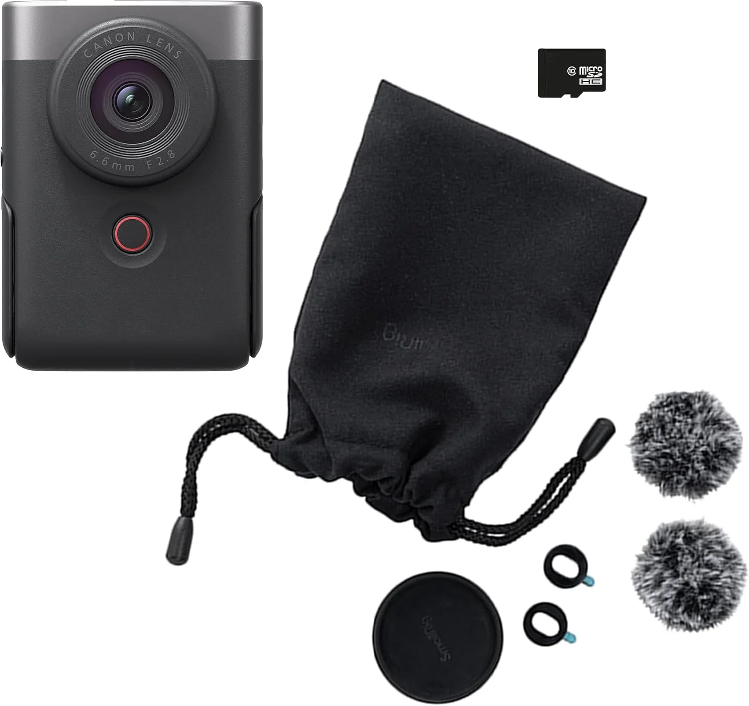 کیت استارتر دوربین فیلمبرداری کانن PowerShot V10 نقره ای (لنز واید، دوربین 4K، صفحه نمایش لمسی تاشو، میکروفون استریو، سه پایه، استریمینگ، تولید محتوا)