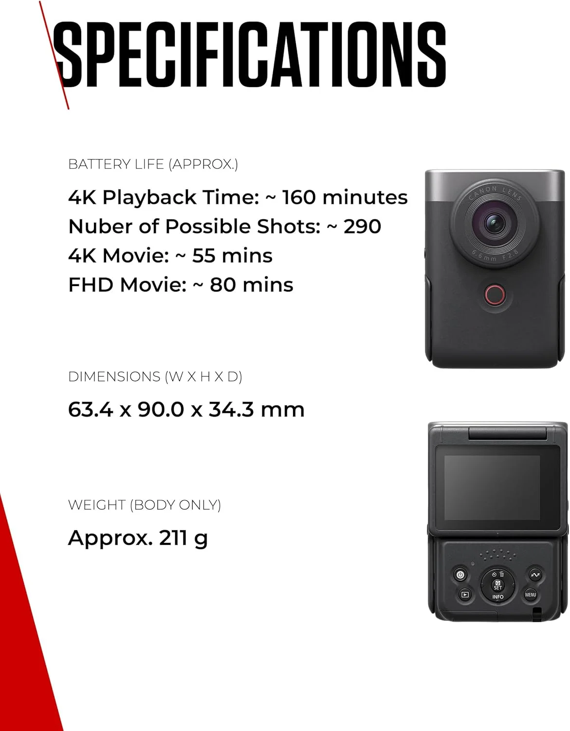کیت استارتر دوربین فیلمبرداری کانن PowerShot V10 نقره ای (لنز واید، دوربین 4K، صفحه نمایش لمسی تاشو، میکروفون استریو، سه پایه، استریمینگ، تولید محتوا)