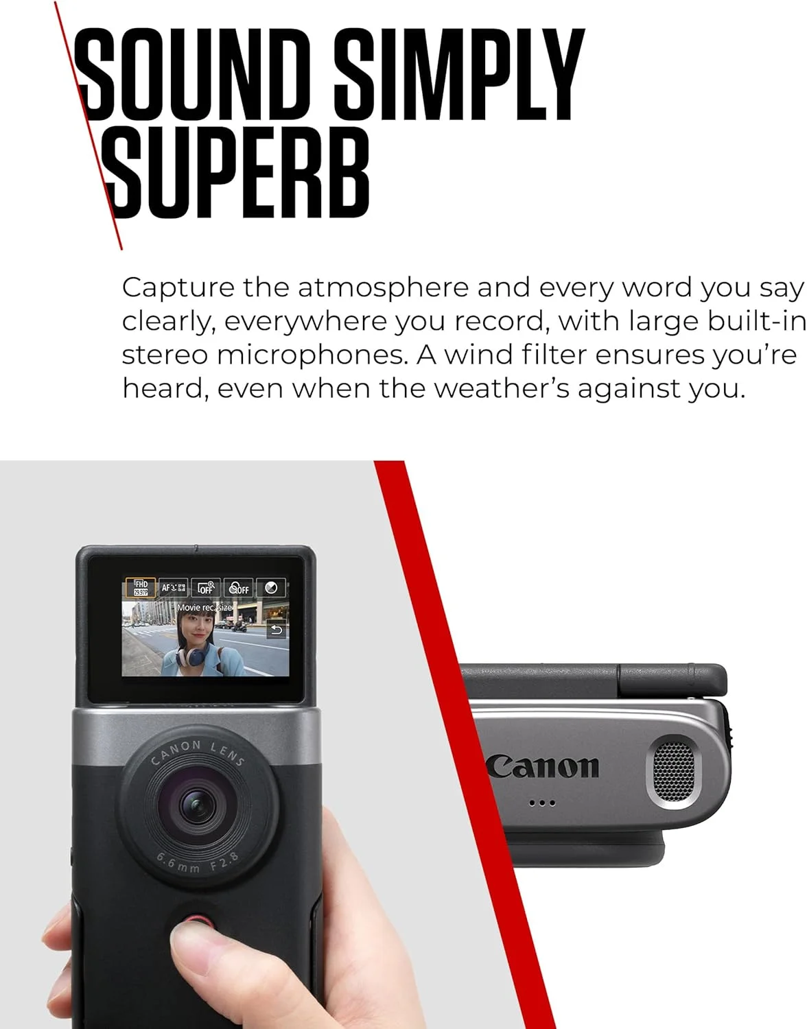 کیت استارتر دوربین فیلمبرداری کانن PowerShot V10 نقره ای (لنز واید، دوربین 4K، صفحه نمایش لمسی تاشو، میکروفون استریو، سه پایه، استریمینگ، تولید محتوا)
