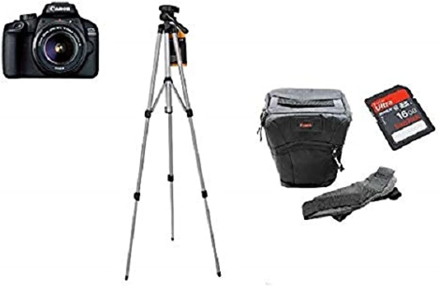 دوربین Canon EOS 4000D به همراه لنز EF-S 18-55mm III، سه پایه، کیف DSLR و کارت حافظه SDHC 16 گیگابایتی