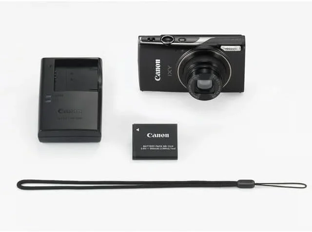 دوربین دیجیتال کامپکت Canon IXY 650 با زوم اپتیکال 12 برابر IXY650 (مشکی) به همراه کارت حافظه 64 گیگابایتی + کیف دوربین + کارت خوان + سه پایه ولاگینگ + کیت تمیز کننده و موارد دیگر