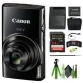 دوربین دیجیتال کامپکت Canon IXY 650 با زوم اپتیکال 12 برابر IXY650 (مشکی) به همراه کارت حافظه 64 گیگابایتی + کیف دوربین + کارت خوان + سه پایه ولاگینگ + کیت تمیز کننده و موارد دیگر
