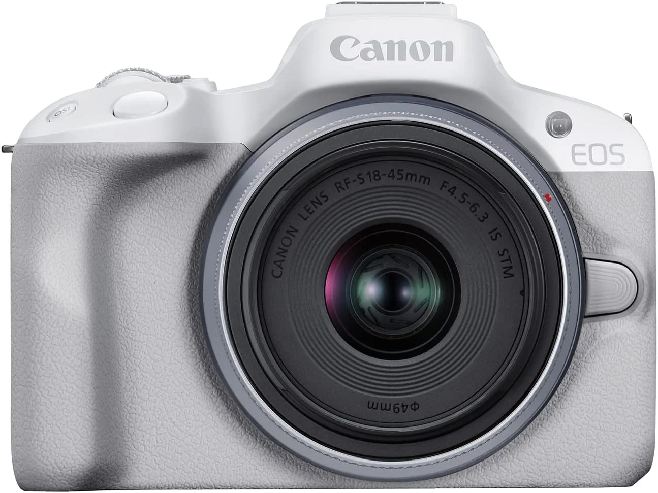 دوربین بدون آینه کانن EOS R50 مناسب ولاگ (سفید) به همراه لنز RF-S18-45mm F4.5-6.3 IS STM، 24.2 مگاپیکسل، فیلمبرداری 4K، تشخیص و ردیابی سوژه، جمع و جور، اتصال به تلفن هوشمند، مناسب تولید محتوا