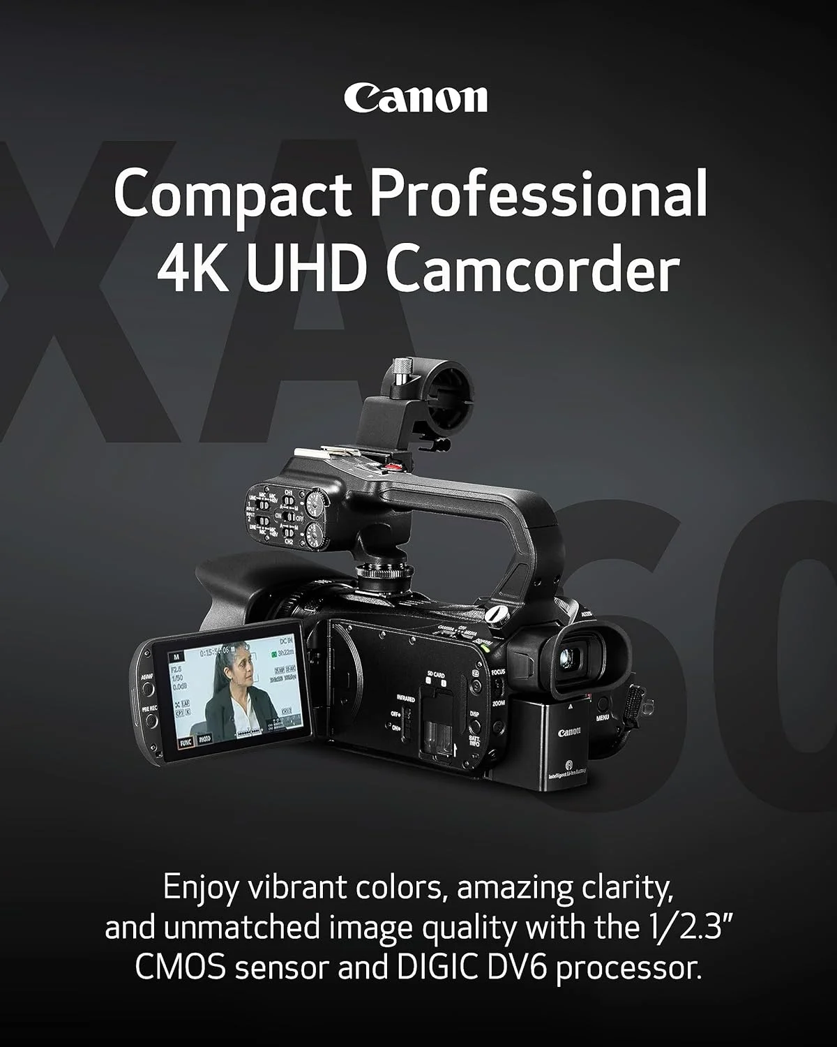دوربین فیلمبرداری حرفه ای 4K کانن مدل XA60 با صفحه لمسی LCD و لنز زوم اپتیکال 20 برابر (مشکی) دوربین فیلمبرداری حرفه ای 4K کانن مدل XA60 با صفحه لمسی LCD و لنز زوم اپتیکال 20 برابر (مشکی)