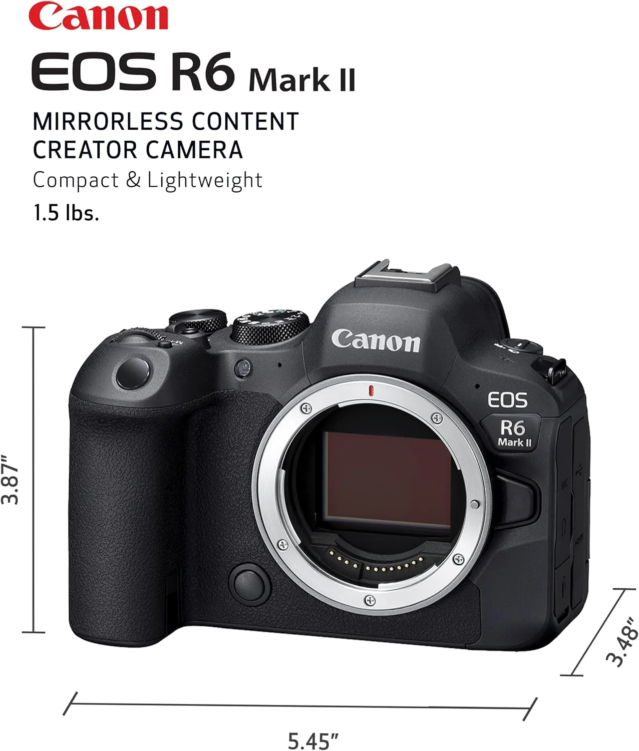 دوربین بدون آینه فول فریم Canon EOS R6 Mark II (فقط بدنه) - عکس و فیلم - 24.2 مگاپیکسل، CMOS، عکاسی پیوسته - پردازش تصویر DIGIC X - نمونه برداری بیش از حد ویدئو 6K - تشخیص پیشرفته سوژه دوربین بدون آینه فول فریم Canon EOS R6 Mark II (فقط بدنه) - عکس و فیلم - 24.2 مگاپیکسل، CMOS، عکاسی پیوسته - پردازش تصویر DIGIC X - نمونه برداری بیش از حد ویدئو 6K - تشخیص پیشرفته سوژه