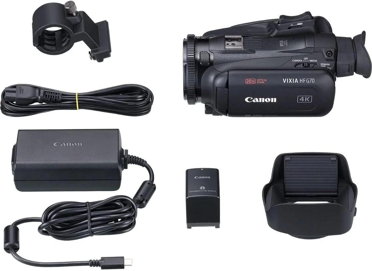دوربین فیلمبرداری کانن VIXIA HF G70 با حسگر CMOS 4K UHD 1/2.3 اینچی، زوم اپتیکال 20 برابر، زوم دیجیتال 800 برابر، تثبیت کننده تصویر، HDMI، پخش زنده USB، ضبط نمایشگر مهر زمان دوربین فیلمبرداری کانن VIXIA HF G70 با حسگر CMOS 4K UHD 1/2.3 اینچی، زوم اپتیکال 20 برابر، زوم دیجیتال 800 برابر، تثبیت کننده تصویر، HDMI، پخش زنده USB، ضبط نمایشگر مهر زمان