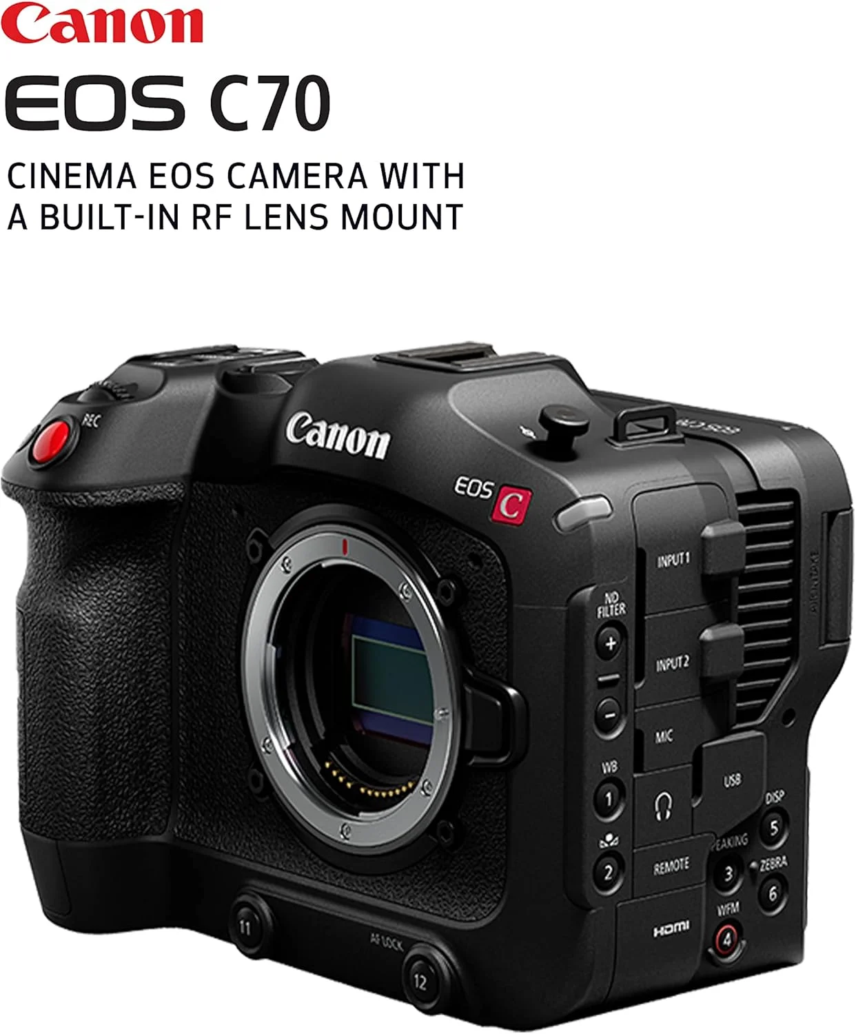 Canon Eos C70 Cinema Camera Rf Lens Mount, Black, 4507C002 Canon Eos C70 Cinema Camera Rf Lens Mount, Black, 4507C002
