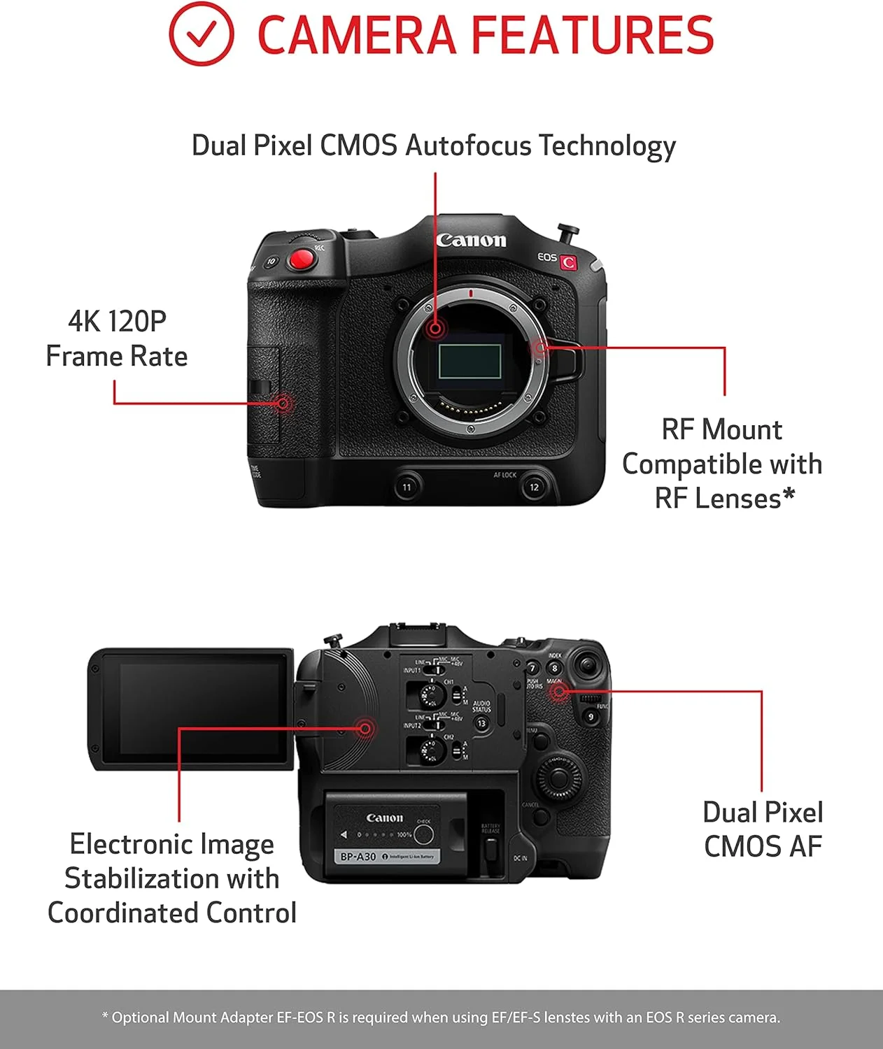 Canon Eos C70 Cinema Camera Rf Lens Mount, Black, 4507C002 Canon Eos C70 Cinema Camera Rf Lens Mount, Black, 4507C002