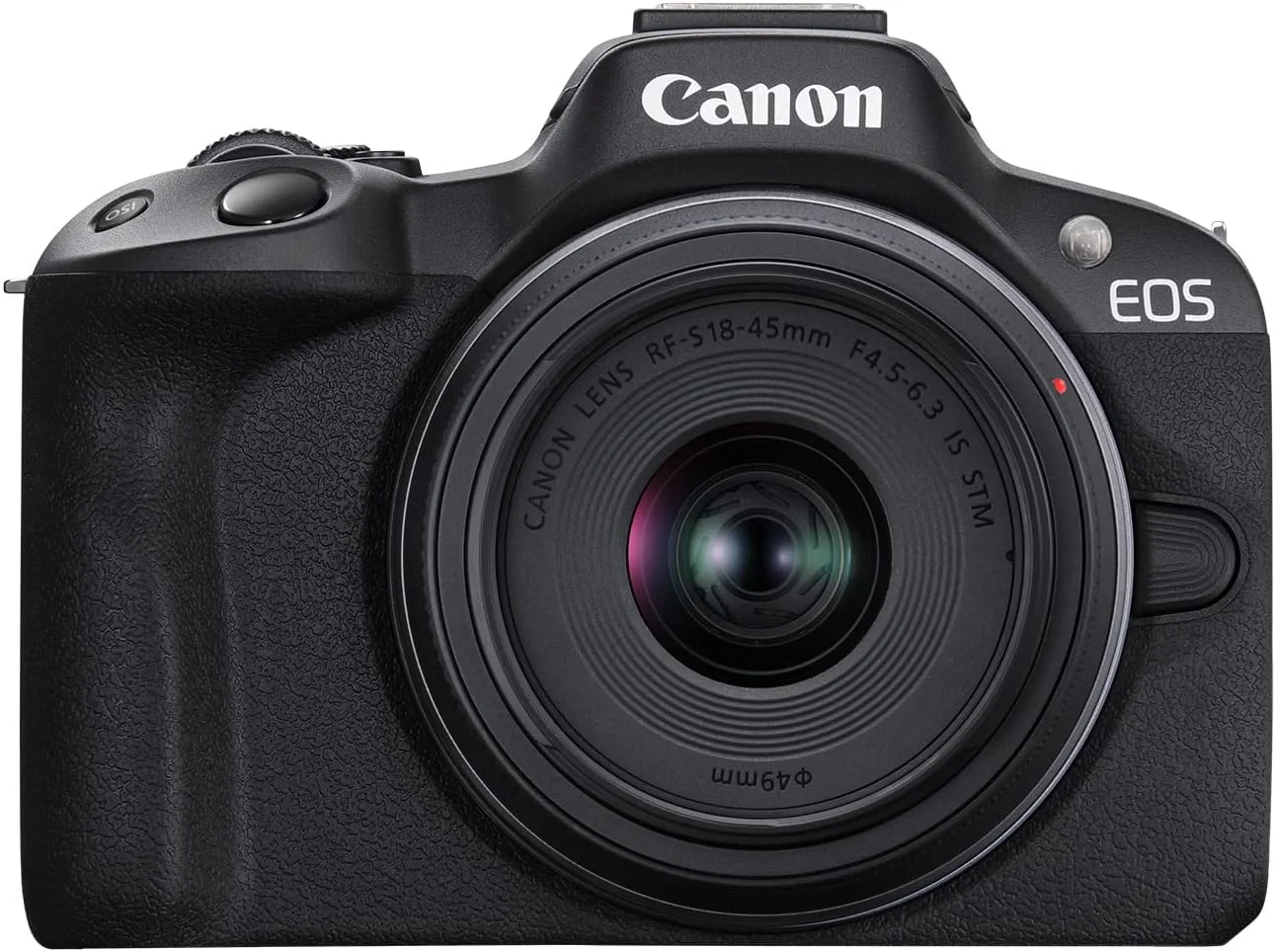 دوربین بدون آینه کانن EOS R50 مناسب ولاگ (مشکی) با لنزهای RF-S18-45mm F4.5-6.3 is STM و RF-S55-210mm F5-7.1 is STM، 24.2 مگاپیکسل، فیلمبرداری 4K، تشخیص و ردیابی سوژه، جمع و جور، اتصال به تلفن هوشمند