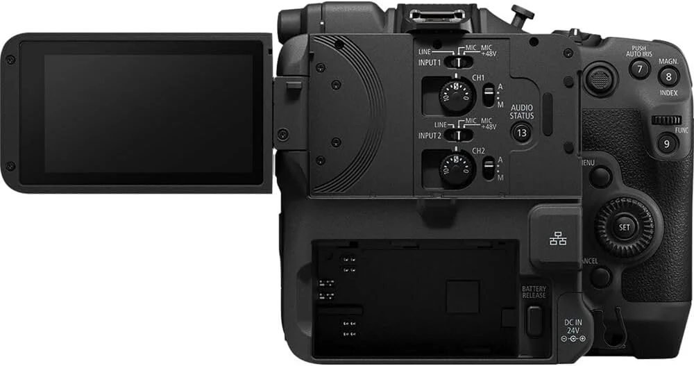 دوربین فیلمبرداری سینمایی Canon EOS C80 - دوربین فول فریم 6K با مانت RF، سنسور BSI، C-Log 2/3، فیلترهای ND داخلی و Dual Pixel AF (6389C002) + آداپتور Canon EF-EOS R + کارت حافظه 64 گیگابایتی دوربین فیلمبرداری سینمایی Canon EOS C80 - دوربین فول فریم 6K با مانت RF، سنسور BSI، C-Log 2/3، فیلترهای ND داخلی و Dual Pixel AF (6389C002) + آداپتور Canon EF-EOS R + کارت حافظه 64 گیگابایتی