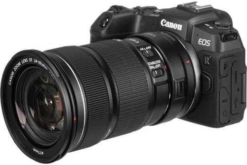 کیت دوربین ولاگینگ بدون آینه فول فریم Canon EOS RP با آداپتور مانت و لنز [لنز EF 24-105mm F/3.5-5.6 IS STM + آداپتور مانت EF-EOS R]، مشکی
