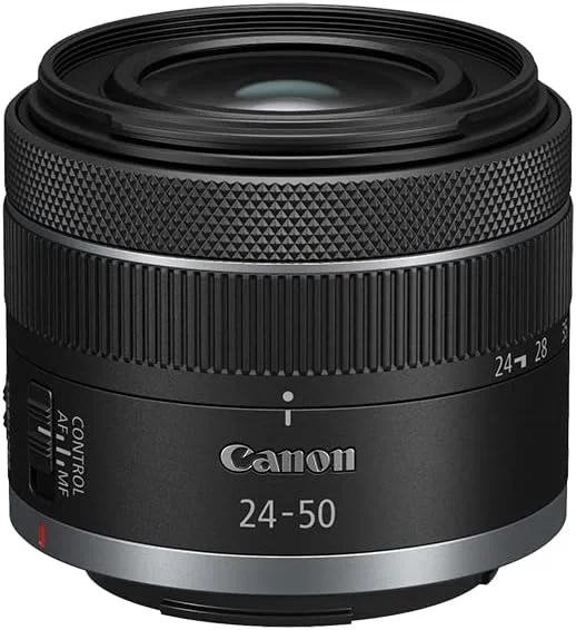 لنز کانن RF24-50mm F4.5-6.3 IS STM برای دوربین‌های فول فریم بدون آینه RF Mount کانن، لنز زوم استاندارد با زاویه دید عریض، جمع و جور، سبک وزن، تثبیت کننده تصویر اپتیکال، برای ولاگینگ یا عکاسی