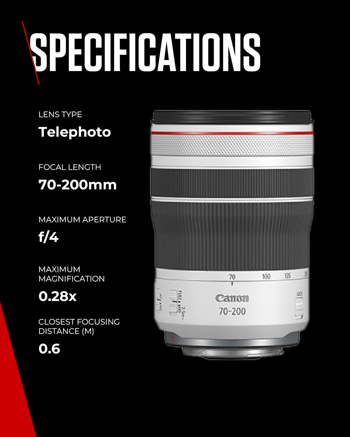 لنز کانن RF 70-200mm F/4 L IS USM برای دوربین های بدون آینه