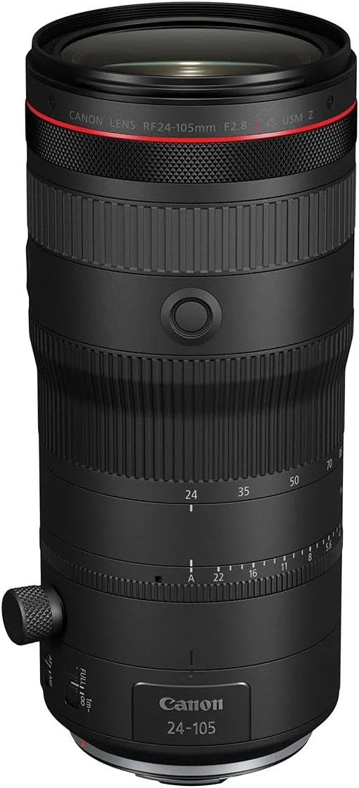 لنز زوم استاندارد Canon RF24-105mm F2.8 L IS USM Z، بدون آینه، پوشش فول فریم، فوکوس نزدیک، کاربری فوق العاده، برای رویدادها، فوتوژورنالیسم، پرتره، کار استودیویی و ساخت ویدیو