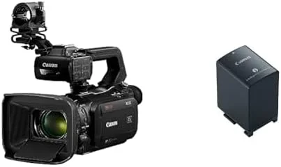 بسته دوربین فیلمبرداری حرفه ای Canon XA75 به همراه باتری BP-828، فیلمبرداری 4K UHD، استریم با UVC، لنز زوم اپتیکال 15x 4K، ترمینال 3G SDI و XLR، ضبط مهر زمانی OSD، مشکی