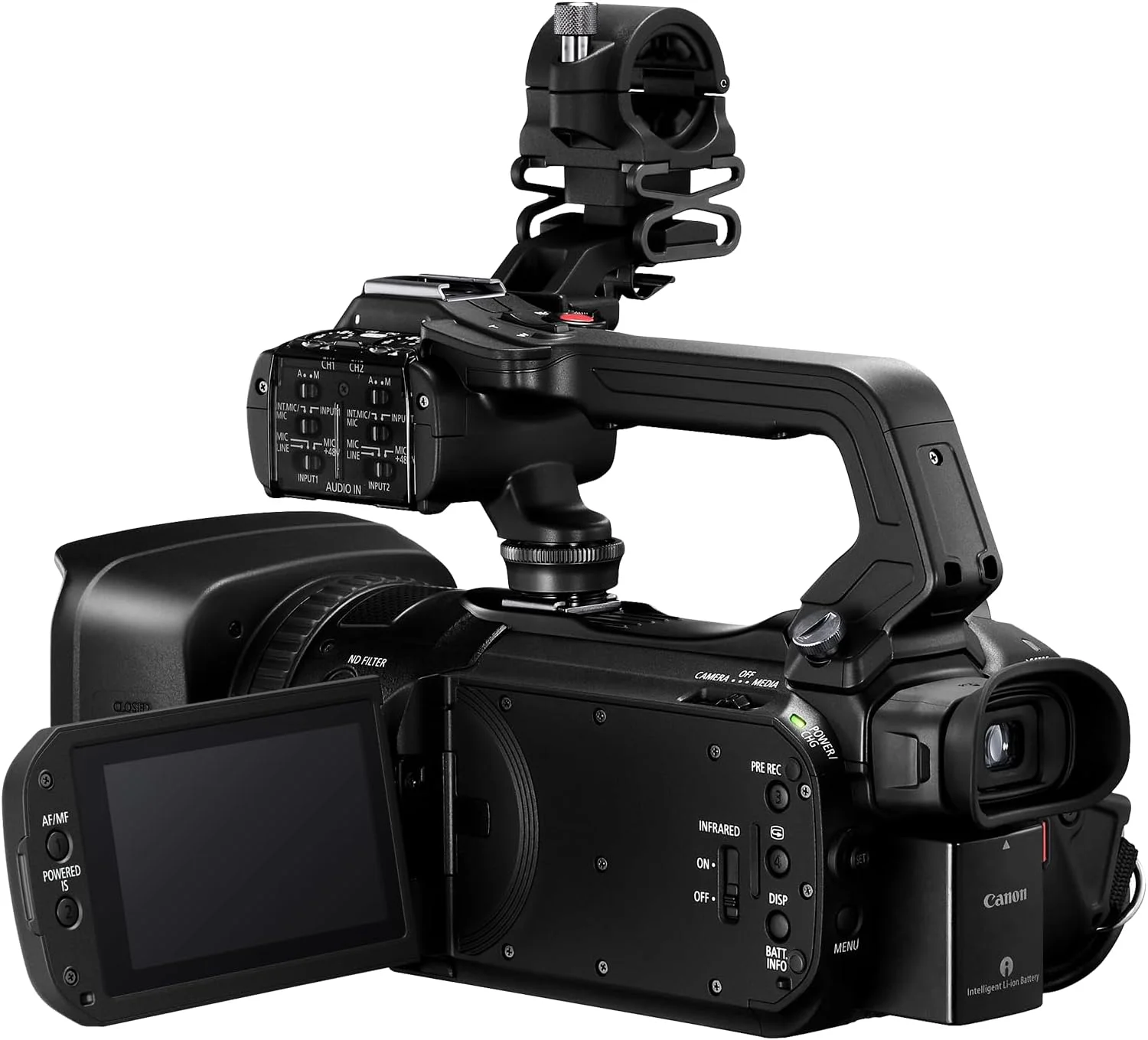 بسته دوربین فیلمبرداری حرفه ای Canon XA75 به همراه باتری BP-828، فیلمبرداری 4K UHD، استریم با UVC، لنز زوم اپتیکال 15x 4K، ترمینال 3G SDI و XLR، ضبط مهر زمانی OSD، مشکی