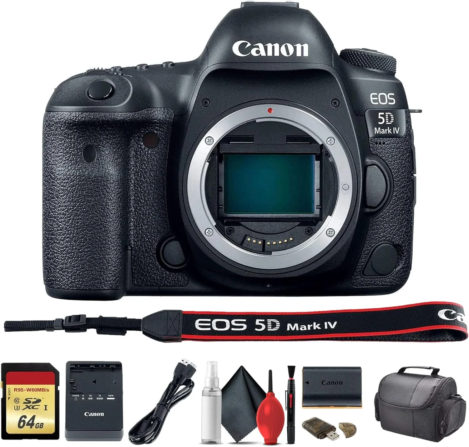 دوربین DSLR کانن EOS 5D Mark IV (1483C002) به همراه کارت حافظه 64 گیگابایتی، کیف، کیت تمیز کننده و موارد دیگر - بسته استارتر (بازسازی شده) دوربین DSLR کانن EOS 5D Mark IV (1483C002) به همراه کارت حافظه 64 گیگابایتی، کیف، کیت تمیز کننده و موارد دیگر - بسته استارتر (بازسازی شده)