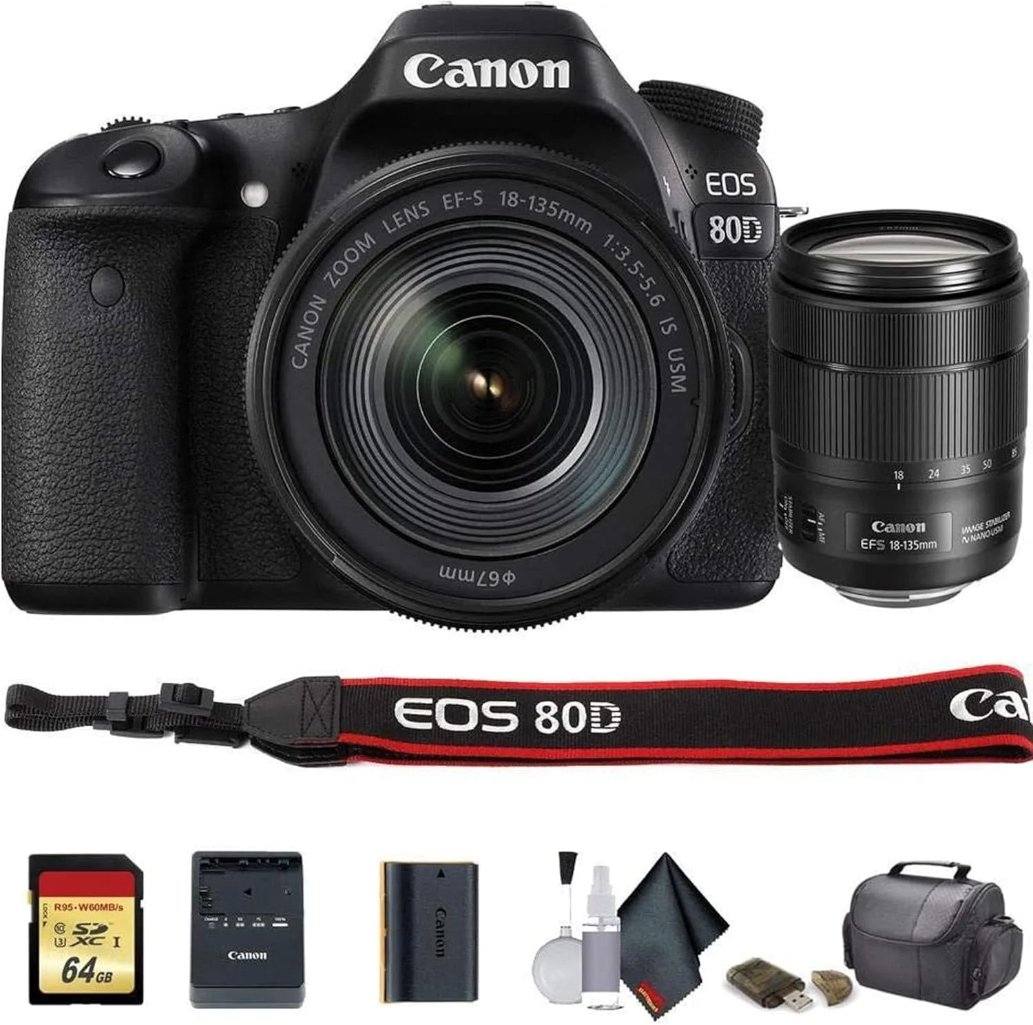 دوربین DSLR کانن EOS 80D با لنز 18-135 میلی‌متری - بسته شروع (بازسازی شده)