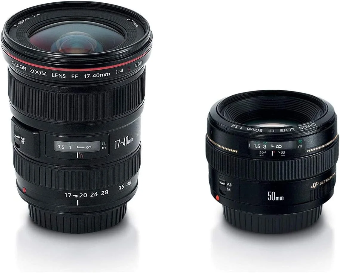 کیت پیشرفته دو لنز کانن با لنزهای 50mm f/1.4 و 17-40mm f/4L مشکی