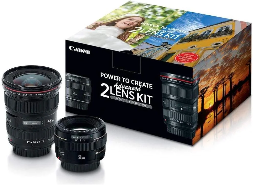 کیت پیشرفته دو لنز کانن با لنزهای 50mm f/1.4 و 17-40mm f/4L مشکی