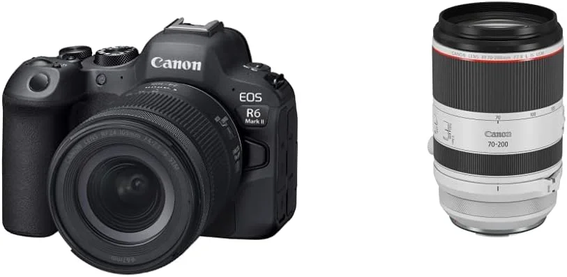 کیت دوربین Canon EOS R6 Mark II با لنز RF24-105mm F4-7.1 is STM و لنز تله فوتو زوم RF 70-200mm F2.8 L is USM، مدل 3792C002