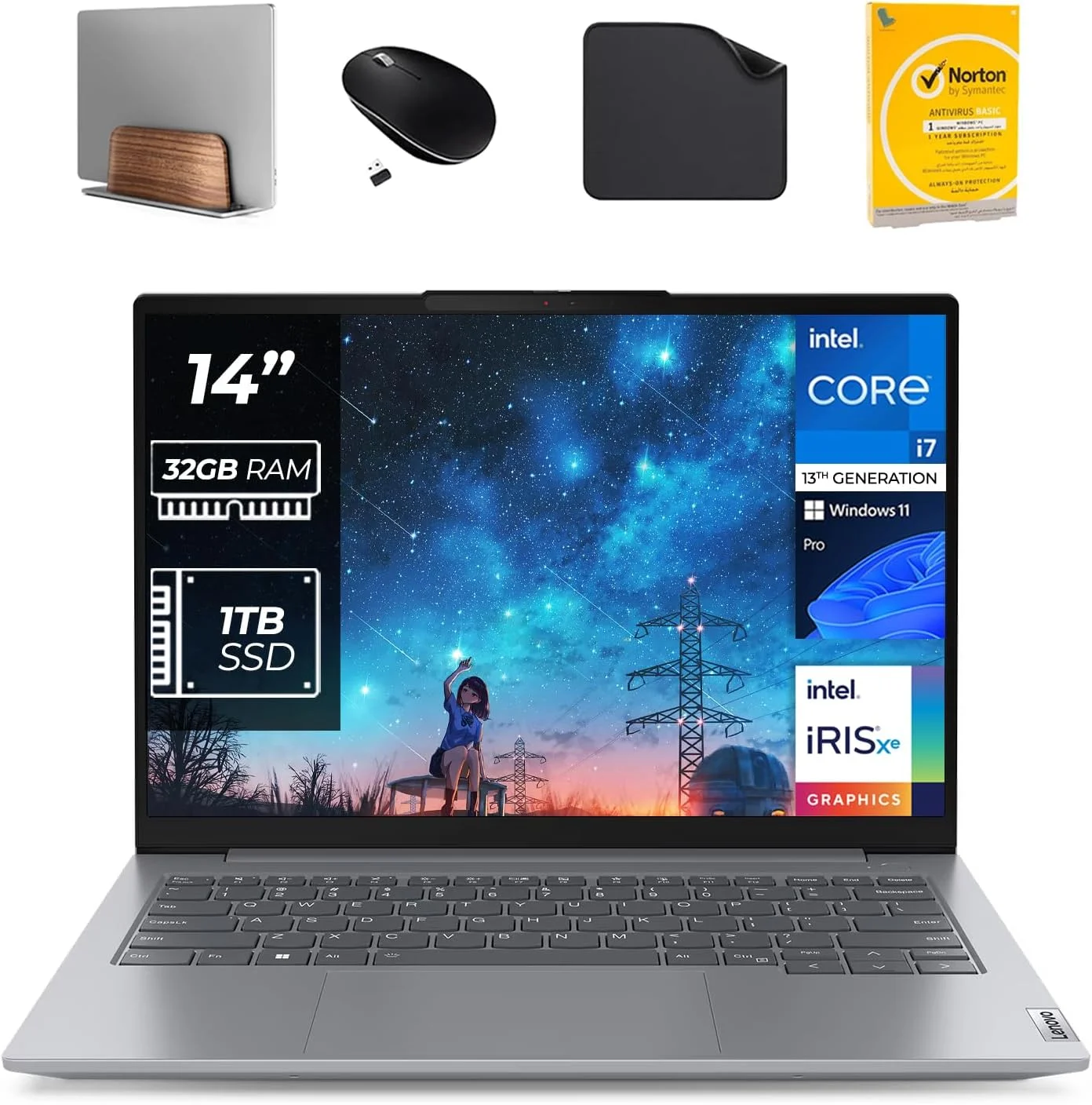لپ تاپ تجاری لنوو ThinkBook 14 Gen 6 - پردازنده نسل سیزدهم Intel Core i7-13700H، گرافیک Intel Iris Xe، ویندوز 11 پرو (شامل پایه لپ تاپ First Wave + ماوس + آنتی ویروس + ماوس پد) (32 گیگابایت رم | 1 ترابایت SSD)