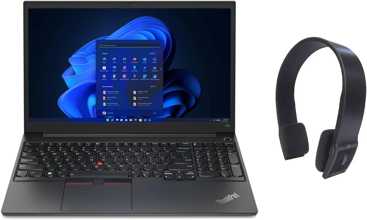 لپ تاپ تجاری لنوو ThinkPad E15 Gen 4 مدل 2022، صفحه نمایش 15.6 اینچی FHD 300Nits، پردازنده نسل دوازدهم Core i5-1235u، رم 16 گیگابایتی، حافظه 2 ترابایتی، گرافیک Intel Iris Xe، حسگر اثر انگشت، ویندوز 11 پرو مشکی همراه با هدست بلوتوث بی سیم رایگان