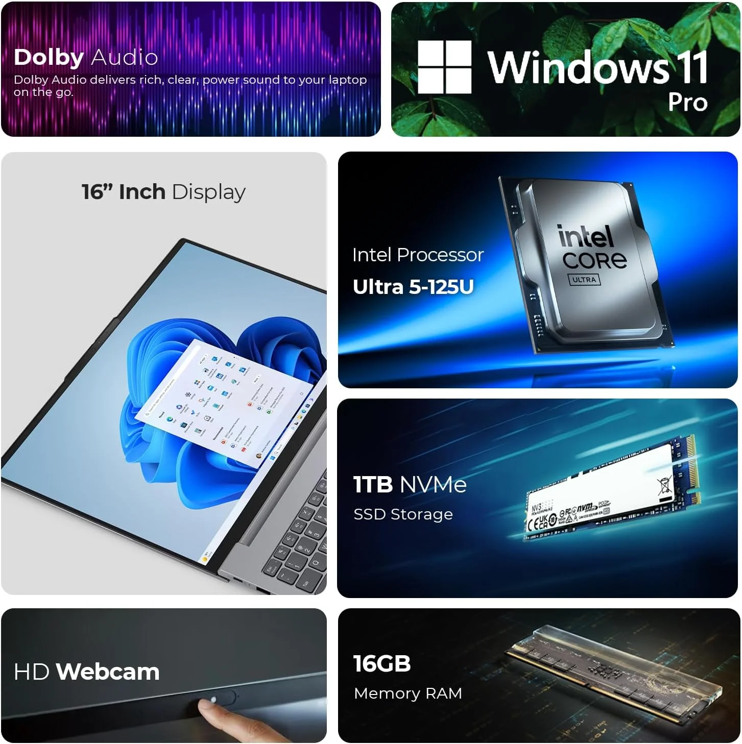 لپ تاپ تجاری لنوو ThinkBook 16 G7 - اینتل Ultra 5-125U، ویندوز 11 پرو، وای فای 6، بلوتوث 5.2، وب کم HD (شامل پایه لپ تاپ + کیف + ماوس بی سیم + آنتی ویروس + پد ماوس) (16 گیگابایت رم | 1 ترابایت SSD)