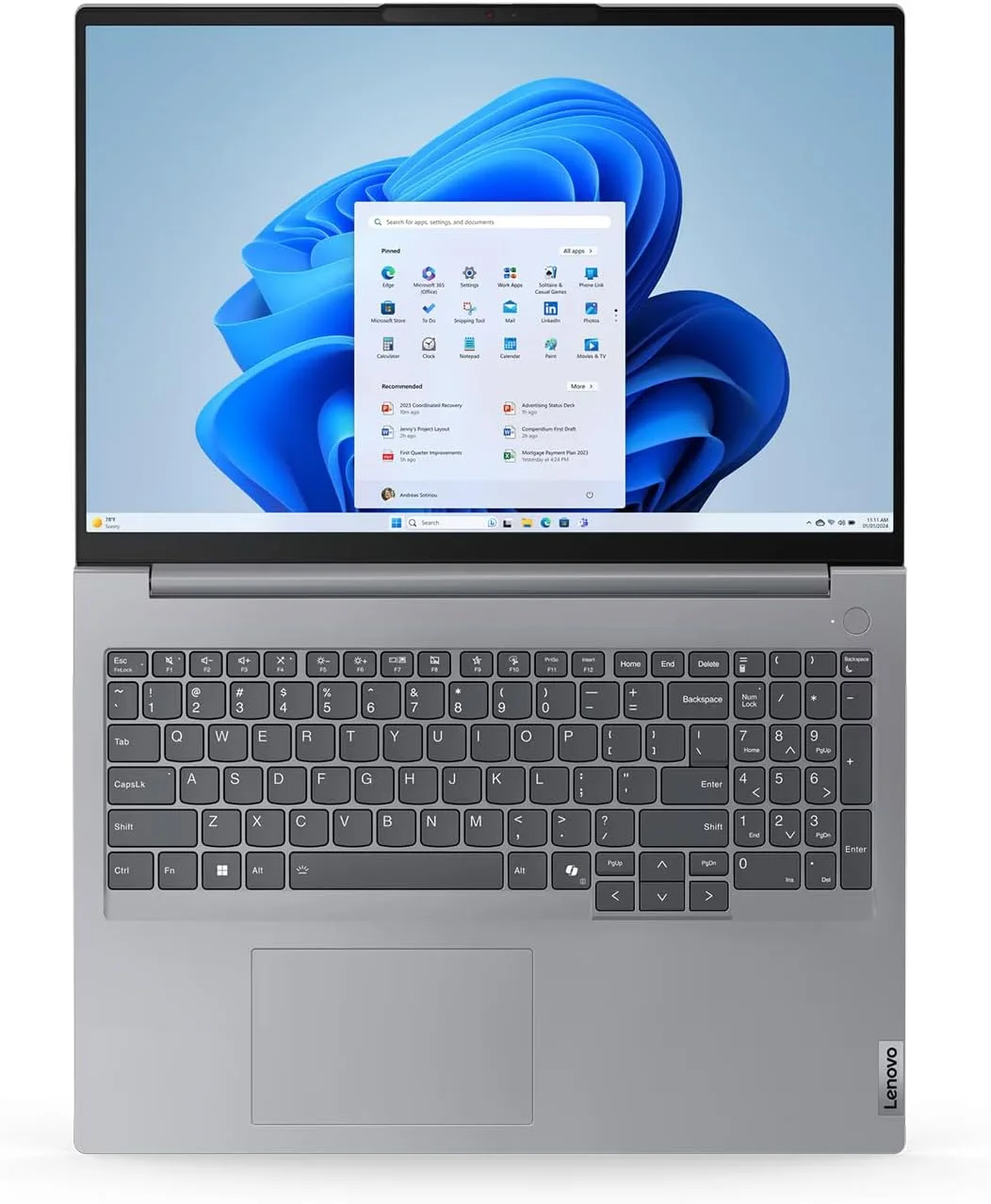 لپ تاپ تجاری لنوو ThinkBook 16 G7 - اینتل Ultra 5-125U، ویندوز 11 پرو، وای فای 6، بلوتوث 5.2، وب کم HD (شامل پایه لپ تاپ + کیف + ماوس بی سیم + آنتی ویروس + پد ماوس) (16 گیگابایت رم | 1 ترابایت SSD)