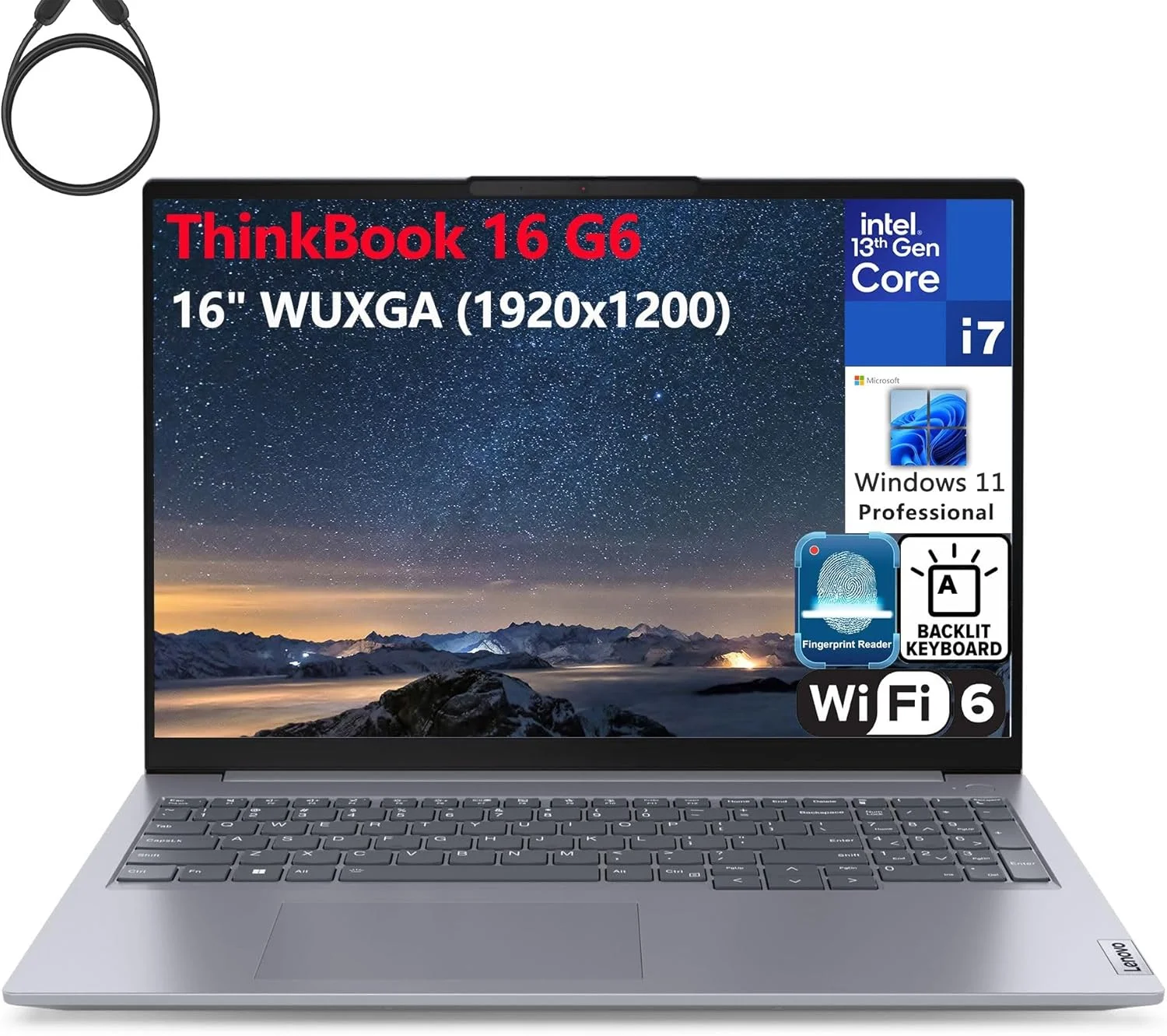 لپ تاپ لنوو ThinkBook 16 G7 16" FHD+، نسل 14 اینتل 16 هسته ای Ultra 7-155H، رم 32 گیگابایت DDR5، اس اس دی 2 ترابایت PCIe، وای فای 6، بلوتوث 5.2، کیبورد با نور پس زمینه، حسگر اثر انگشت، ویندوز 11 پرو (ارتقا یافته)