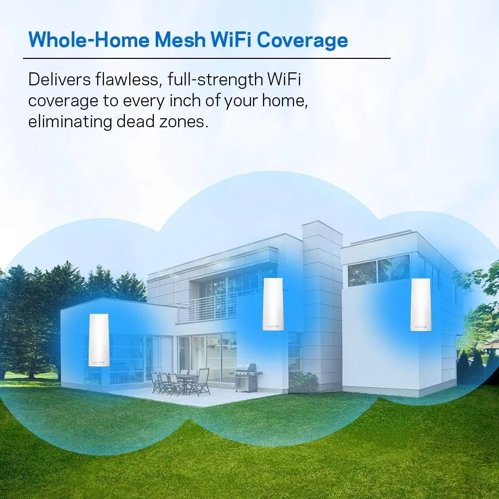 سیستم وای فای مش خانگی Linksys Whw0303 Velop، روتر، سفید، بسته 3 عددی