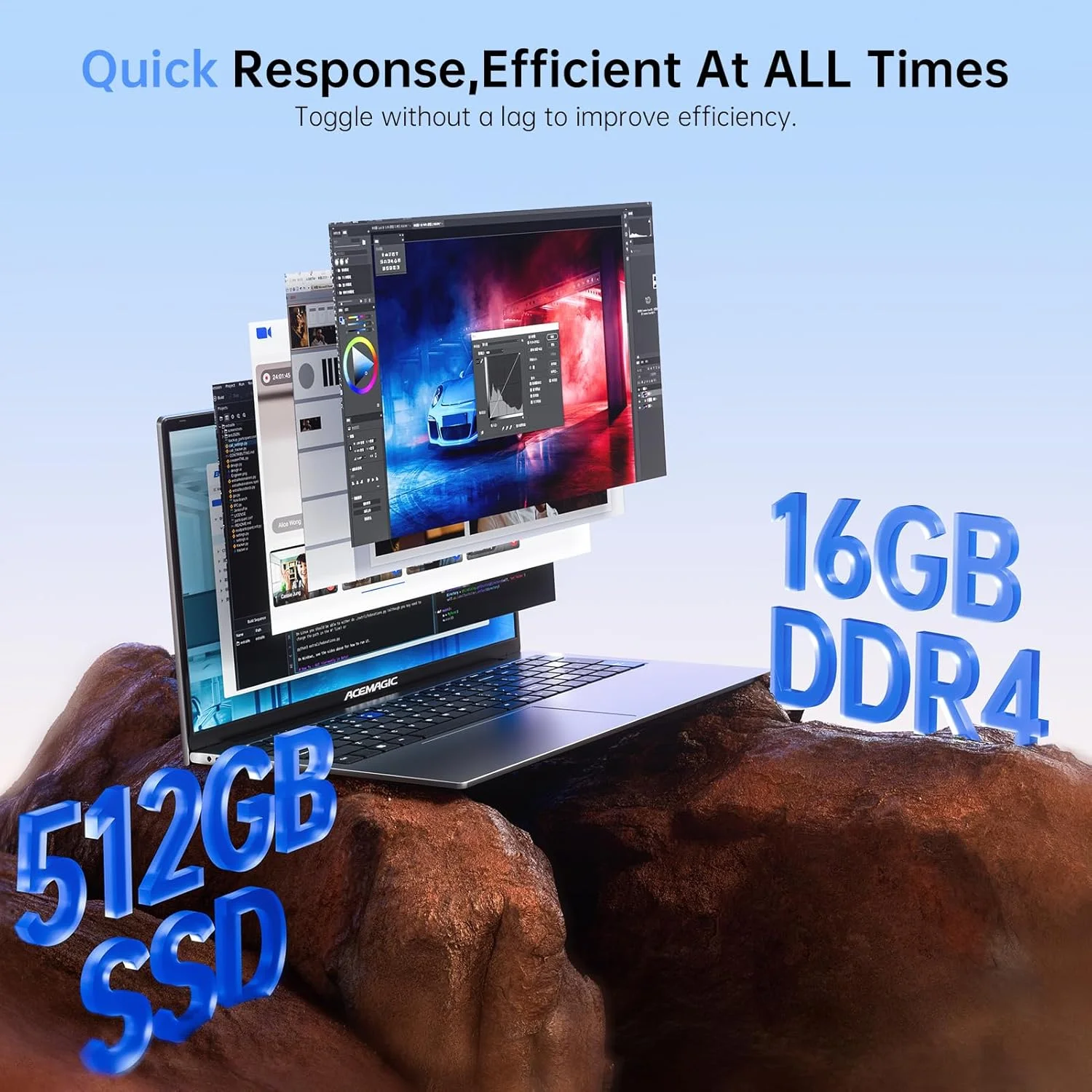 لپ تاپ 17.3 اینچی ACEMAGIC، نوت بوک 16 گیگابایتی DDR4 با 512 گیگابایت SSD، پردازنده N-97 تا 3.6 گیگاهرتز، کامپیوتر لپ تاپ، WiFi، BT5.0، 3 عدد USB 3.2، باز و بسته شدن 180 درجه