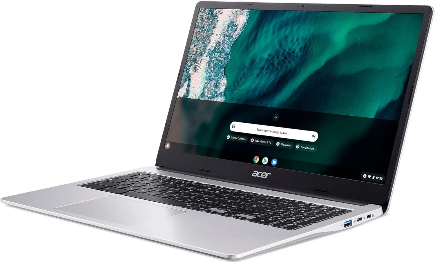 لپ تاپ Acer Chromebook 315 (2023)، صفحه نمایش 15.6 اینچی FHD IPS، پردازنده Intel Celeron N4500، رم 4 گیگابایتی، حافظه 64 گیگابایتی eMMC، نقره ای خالص، سیستم عامل Chrome، Wi-Fi 6، آستین محافظ همراه + لوازم جانبی لپ تاپ Acer Chromebook 315 (2023)، صفحه نمایش 15.6 اینچی FHD IPS، پردازنده Intel Celeron N4500، رم 4 گیگابایتی، حافظه 64 گیگابایتی eMMC، نقره ای خالص، سیستم عامل Chrome، Wi-Fi 6، آستین محافظ همراه + لوازم جانبی